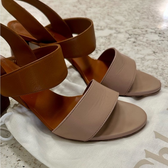 Authenticated Chloe Brown and Blush Leather Sandals- 39 - Picture 3 of 7